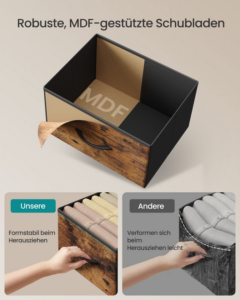SONGMICS Kommode Schrank, Aufbewahrungsschrank, für Schlafzimmer, Flur, Wohnzimmer, Stahl, 5 Schubladen – Bild 4 von 5