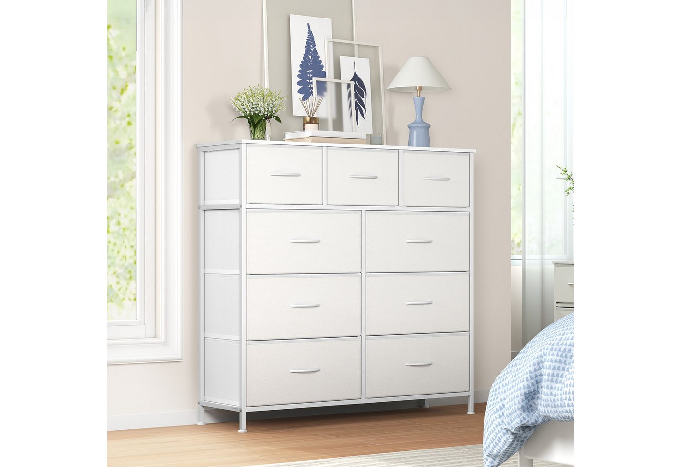 SONGMICS Kommode Schrank, Aufbewahrungsschrank, für Schlafzimmer, Flur, Wohnzimmer, Stahl, 7 Schubladen – Bild 2 von 5