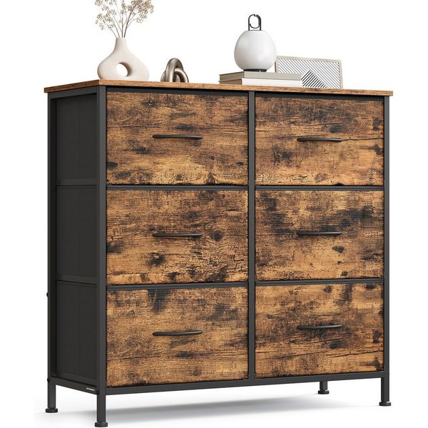 SONGMICS Kommode Schrank, Aufbewahrungsschrank, für Schlafzimmer, Flur, Wohnzimmer, Stahl, 6 Schubladen