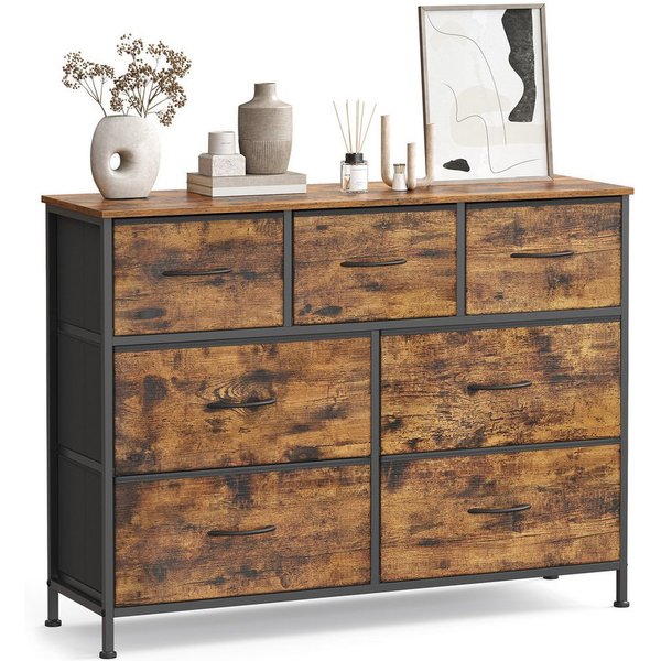 SONGMICS Kommode Schrank, Aufbewahrungsschrank, für Schlafzimmer, Flur, Wohnzimmer, Stahl, 7 Schubladen