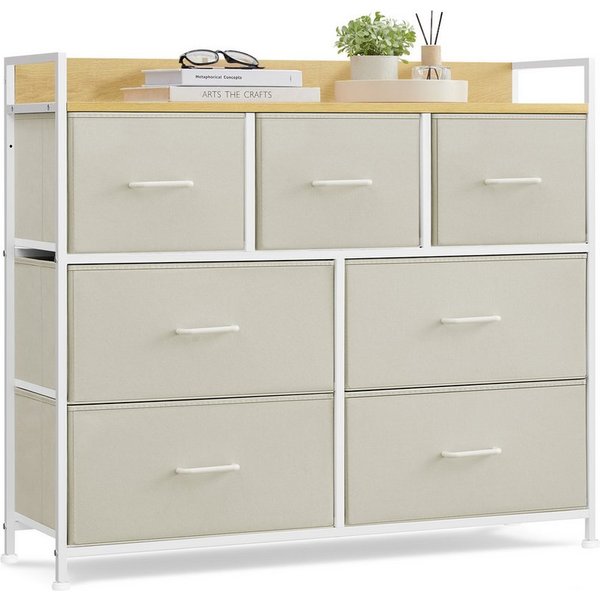 SONGMICS Kommode Schrank, 7 Stoffschubladen, mit Griffen, Metallgestell, Industrie-Design