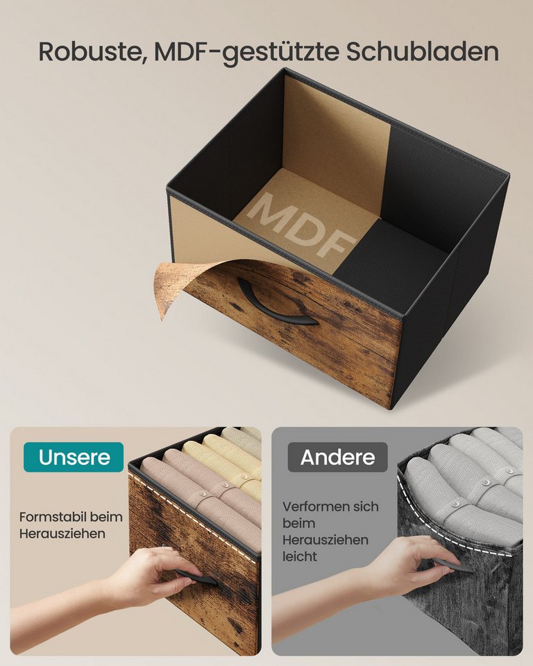 SONGMICS Kommode Schrank, Aufbewahrungsschrank, für Schlafzimmer, Flur, Wohnzimmer, Stahl, 8 Schubladen – Bild 4 von 5