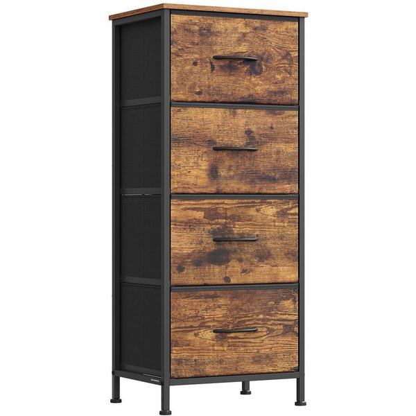 SONGMICS Kommode Schrank, Aufbewahrungsschrank, für Schlafzimmer, Flur, Wohnzimmer, Stahl, 4 Schubladen