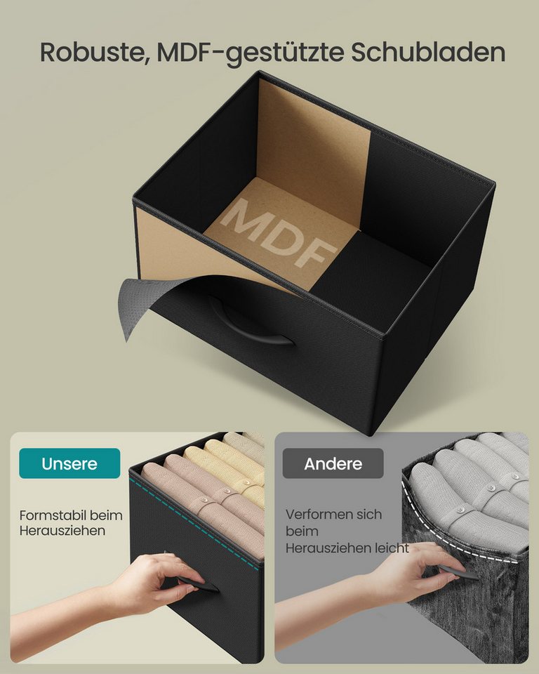 SONGMICS Kommode Schrank, Aufbewahrungsschrank, für Schlafzimmer, Flur, Wohnzimmer, Stahl, 5 Schubladen – Bild 4 von 5