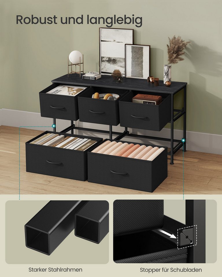 SONGMICS Kommode Schrank, Aufbewahrungsschrank, für Schlafzimmer, Flur, Wohnzimmer, Stahl, 5 Schubladen – Bild 5 von 5