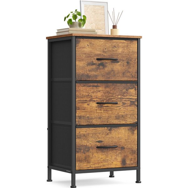 SONGMICS Kommode Schrank, Aufbewahrungsschrank, für Schlafzimmer, Flur, Wohnzimmer, Stahl, 3 Schubladen