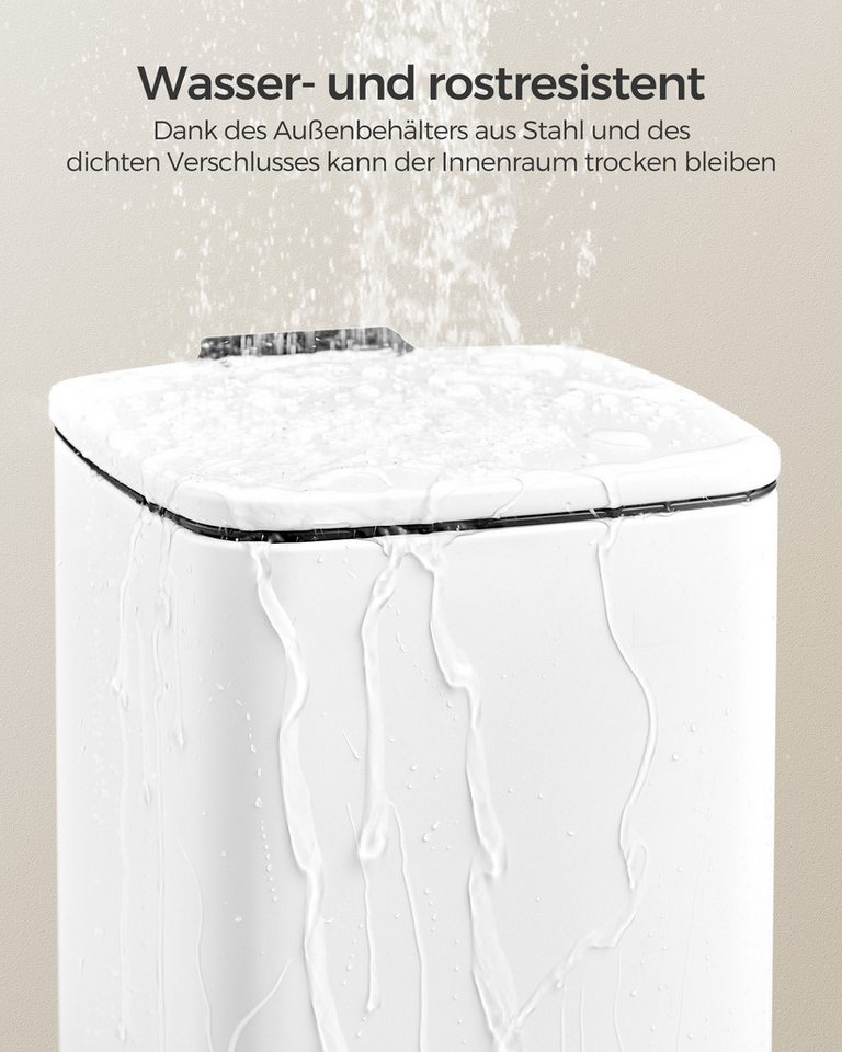 SONGMICS Kosmetikeimer Mülleimer Bad, kleiner Abfalleimer, Tretmülleimer, mit Pedal, 8 Liter, für kleine Räume, mit Deckel, Softclose, Stahl – Bild 2 von 5