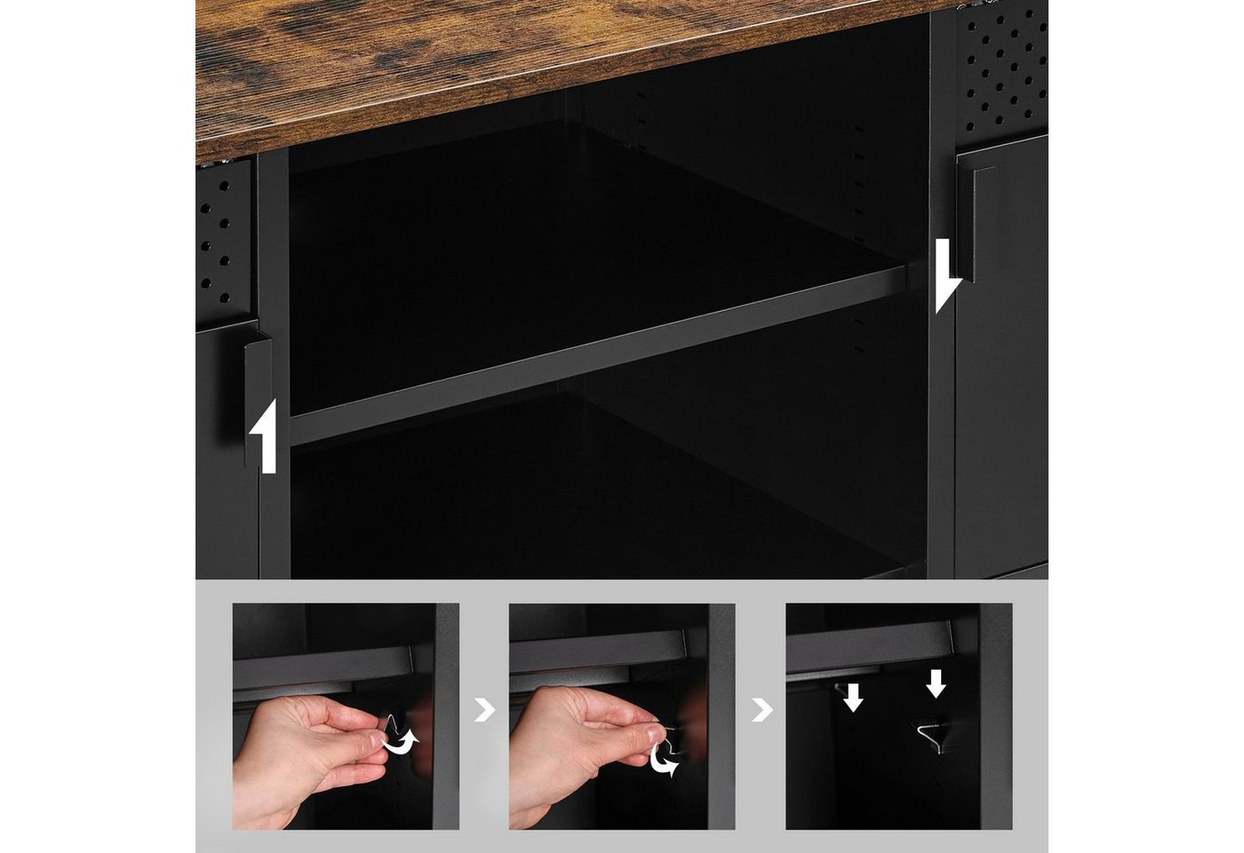 SONGMICS Lowboard Fernsehtisch, mit 3 Einlegeböden, Wohnzimmer, bis zu 55 Zoll, 120cm – Bild 3 von 5