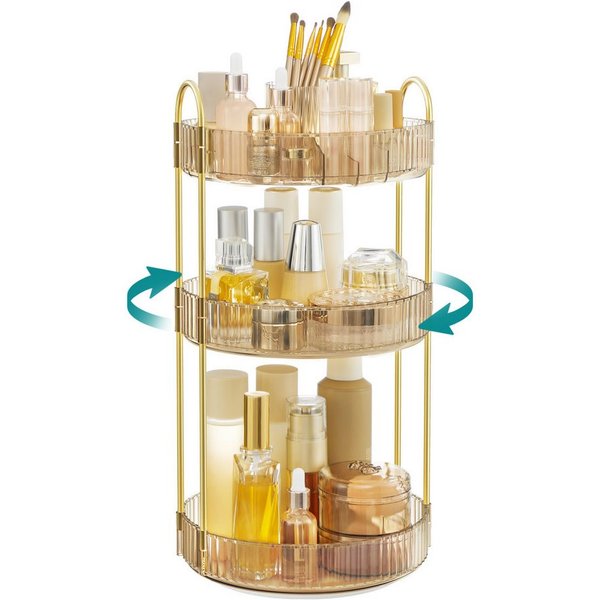 SONGMICS Make-Up Organizer drehbar, Kosmetik-Organizer rund, 360° Drehbarer, Kosmetik Aufbewahrung, Geschenkidee