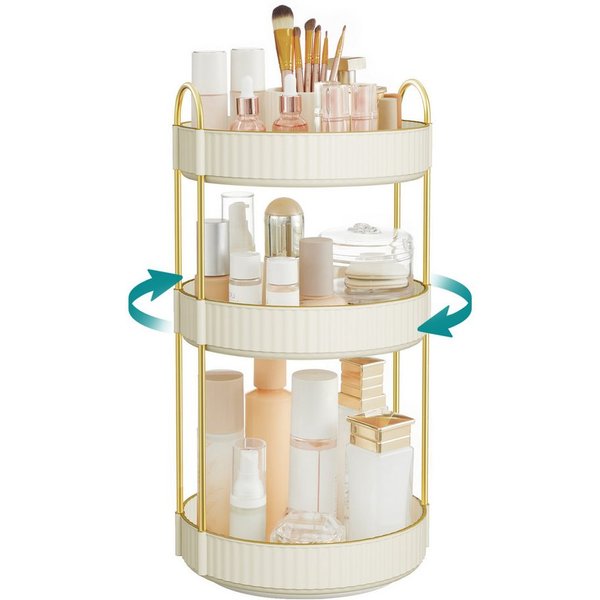 SONGMICS Make-Up Organizer drehbar, Kosmetik-Organizer rund, 360° Drehbarer, Kosmetik Aufbewahrung, Geschenkidee