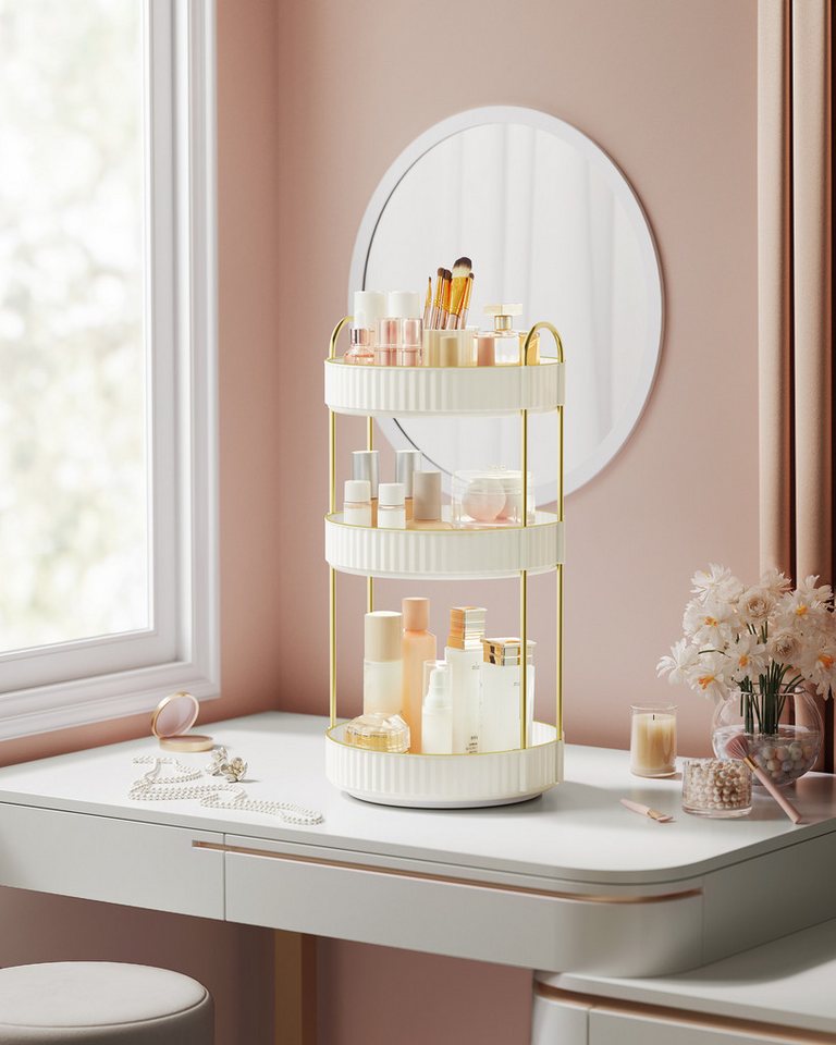 SONGMICS Make-Up Organizer drehbar, Kosmetik-Organizer rund, 360° Drehbarer, Kosmetik Aufbewahrung, Geschenkidee – Bild 2 von 5