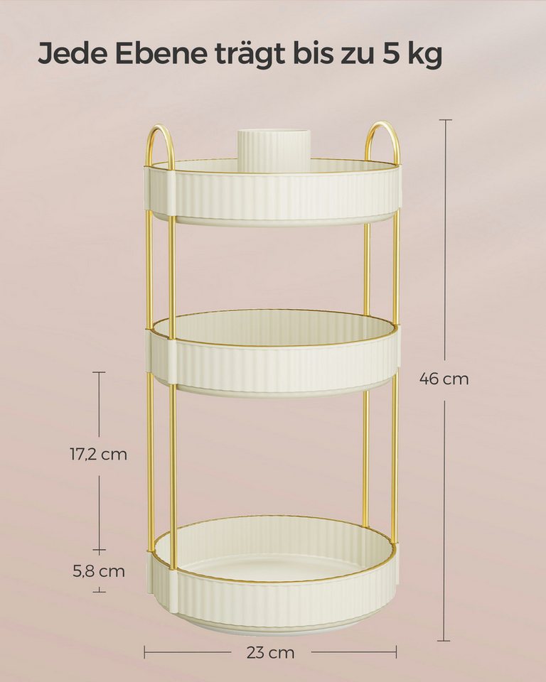 SONGMICS Make-Up Organizer drehbar, Kosmetik-Organizer rund, 360° Drehbarer, Kosmetik Aufbewahrung, Geschenkidee – Bild 3 von 5