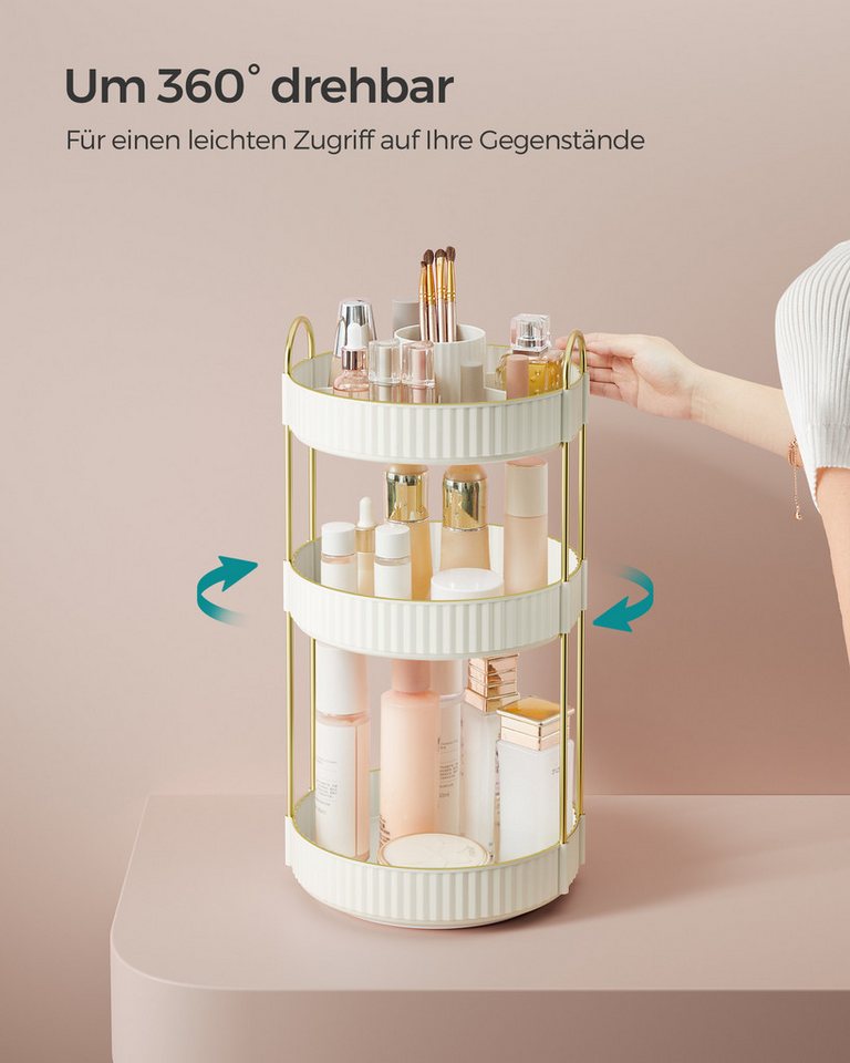 SONGMICS Make-Up Organizer drehbar, Kosmetik-Organizer rund, 360° Drehbarer, Kosmetik Aufbewahrung, Geschenkidee – Bild 4 von 5