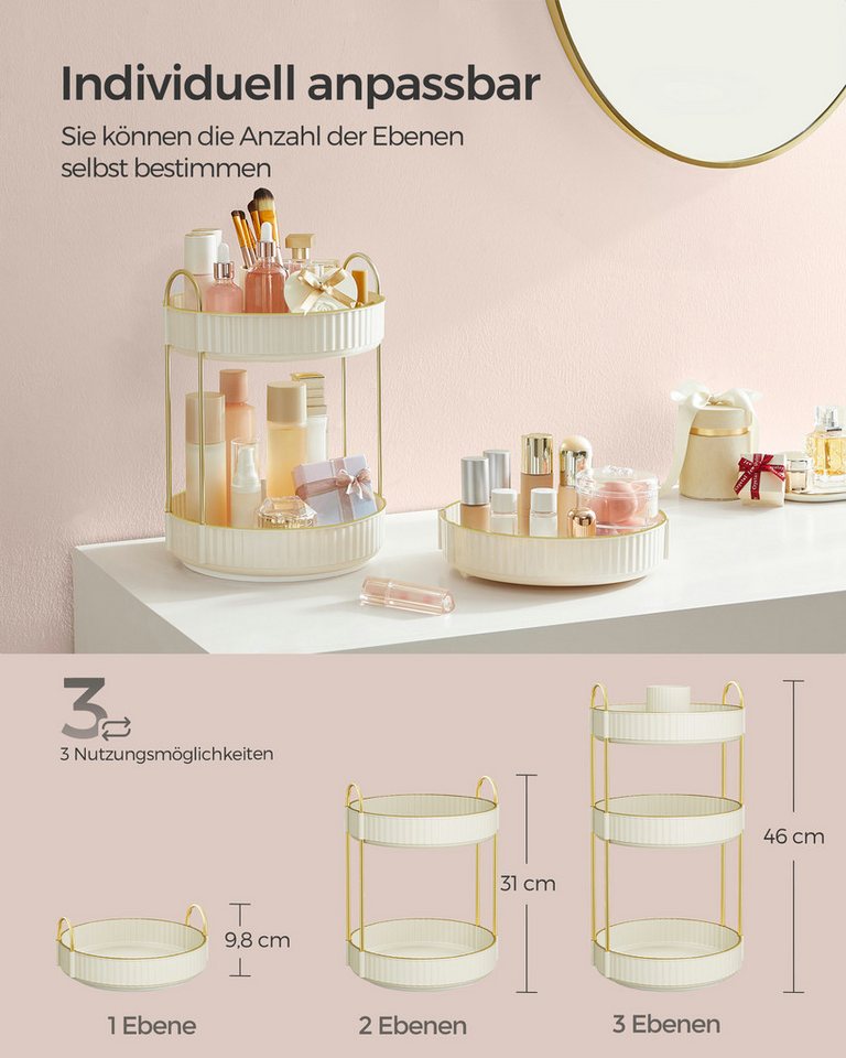 SONGMICS Make-Up Organizer drehbar, Kosmetik-Organizer rund, 360° Drehbarer, Kosmetik Aufbewahrung, Geschenkidee – Bild 5 von 5