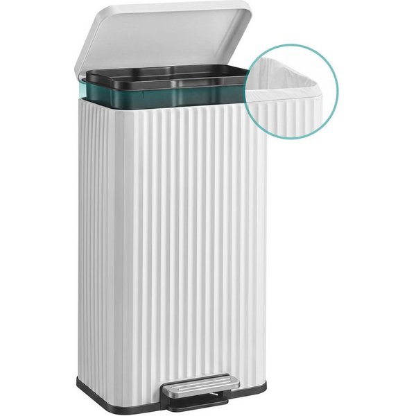 SONGMICS Mülleimer Abfalleimer Softclose, 15 Müllbeutel, 30 L, Küche, herausnehmbarer Inneneimer, mit Deckel, mit Pedal