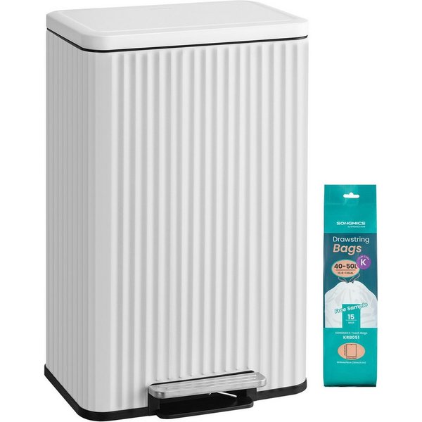SONGMICS Mülleimer Mülleimer aus Stahl, Softclose, 50 LiterAbfalleimer für Küche