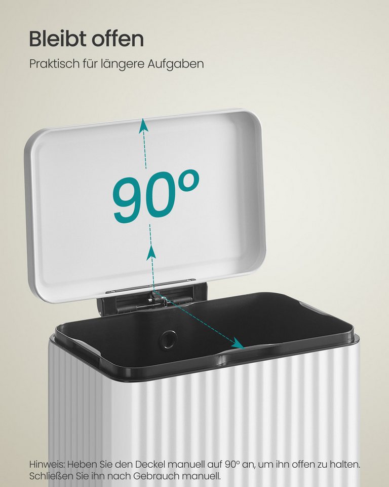 SONGMICS Mülleimer Mülleimer aus Stahl, Softclose, 50 LiterAbfalleimer für Küche – Bild 3 von 5