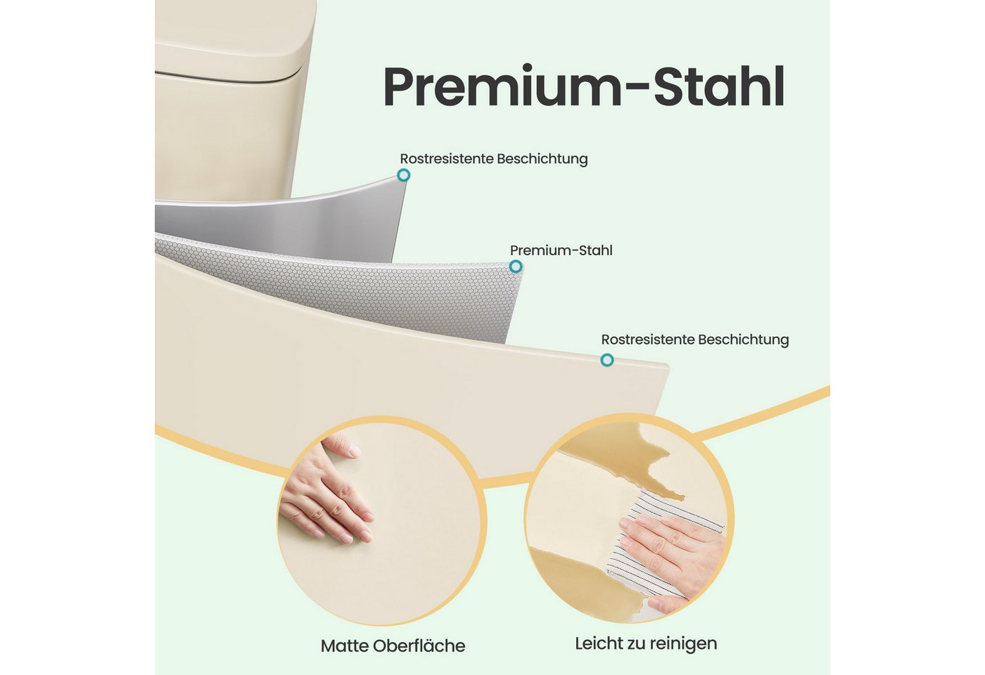 SONGMICS Mülleimer Küche, Abfalleimer, großer Tretmülleimer, mit Deckel, aus Stahl, Softclose, inklusive 15 Müllbeutel, 40 Liter – Bild 4 von 5