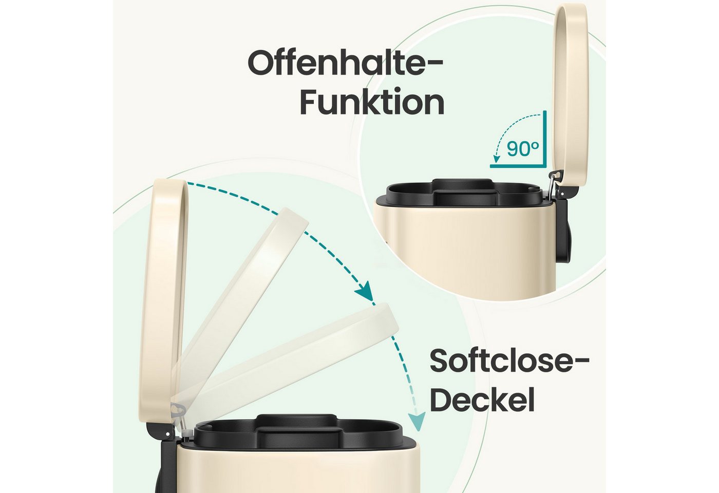 SONGMICS Mülleimer Küche, Abfalleimer, großer Tretmülleimer, mit Deckel, aus Stahl, Softclose, inklusive 15 Müllbeutel, 40 Liter – Bild 5 von 5