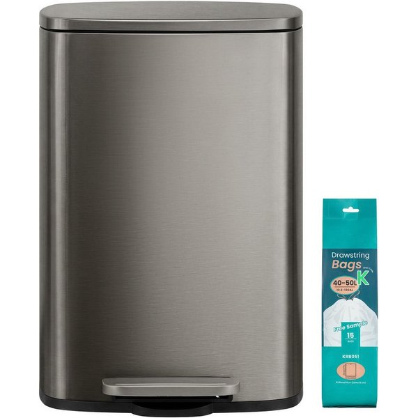 SONGMICS Mülleimer Treteimer, 50 L, 42,5 x 37,2 x 65,7 cm, aus Edelstahl, für Küche