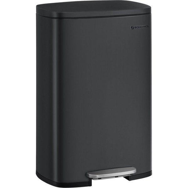 SONGMICS Mülleimer Treteimer, 50L aus Stahl, 42,5 x 37,2 x 65,7 cm, für Bad und Küche, Inneneimer