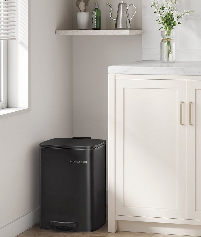 SONGMICS Mülleimer Tretmülleimer, Stahl, mit Inneneimer 20L/30L, Softclose, Offenhaltefunktion, 20 Liter Abfalleimer – Bild 2 von 5