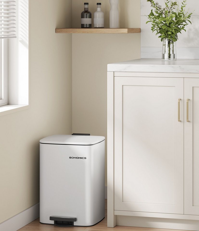 SONGMICS Mülleimer Tretmülleimer, Stahl, mit Inneneimer 20L/30L, Softclose, Offenhaltefunktion, 20 Liter Abfalleimer – Bild 2 von 5
