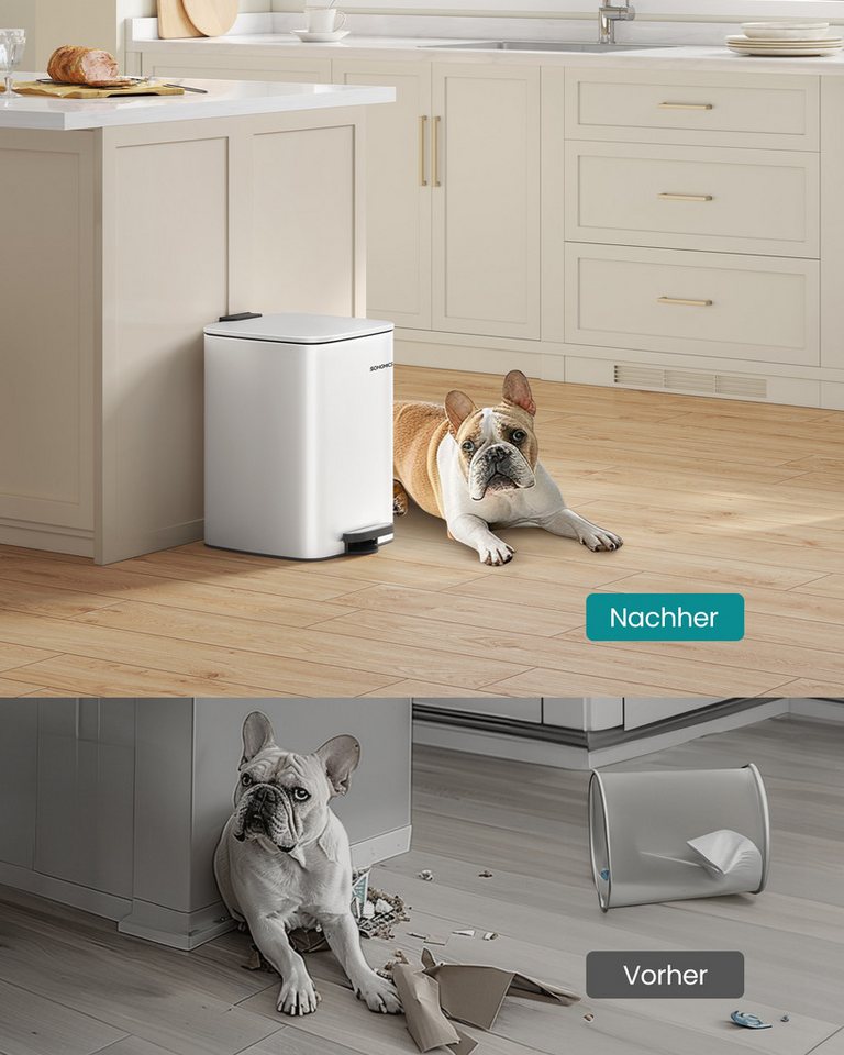 SONGMICS Mülleimer Tretmülleimer, Stahl, mit Inneneimer 20L/30L, Softclose, Offenhaltefunktion, 20 Liter Abfalleimer – Bild 4 von 5
