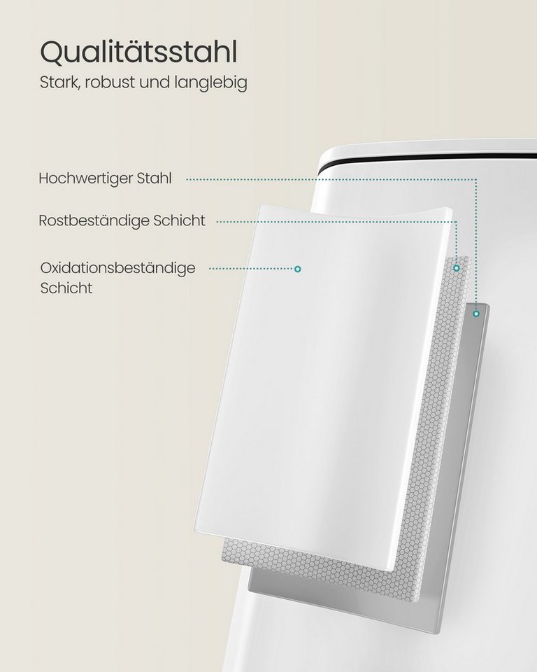 SONGMICS Mülleimer Tretmülleimer, Stahl, mit Inneneimer 20L/30L, Softclose, Offenhaltefunktion, 20 Liter Abfalleimer – Bild 5 von 5