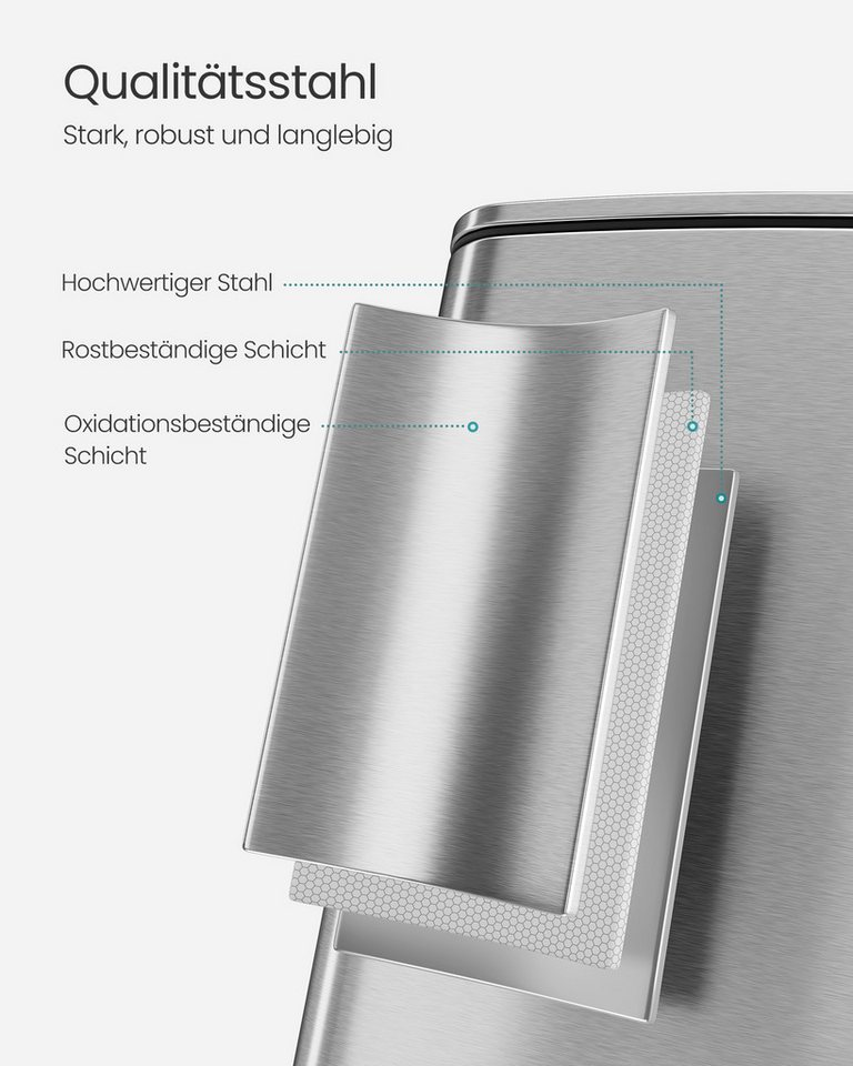 SONGMICS Mülleimer Tretmülleimer, Stahl, mit Inneneimer 20L/30L, Softclose, Offenhaltefunktion, 20 Liter Abfalleimer – Bild 5 von 5