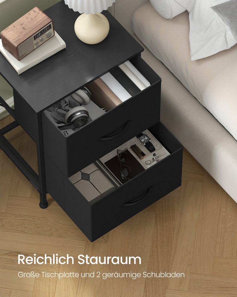 SONGMICS Nachttisch mit 2 Schubladen, Beistelltisch, für Schlafzimmer, aus Stahl, modern und stilvoll – Bild 3 von 5