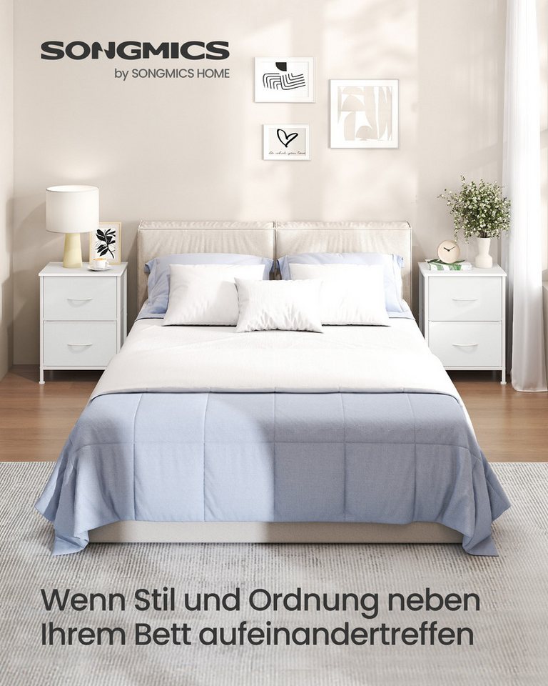 SONGMICS Nachttisch mit 2 Schubladen, Beistelltisch, für Schlafzimmer, aus Stahl, modern und stilvoll – Bild 2 von 5