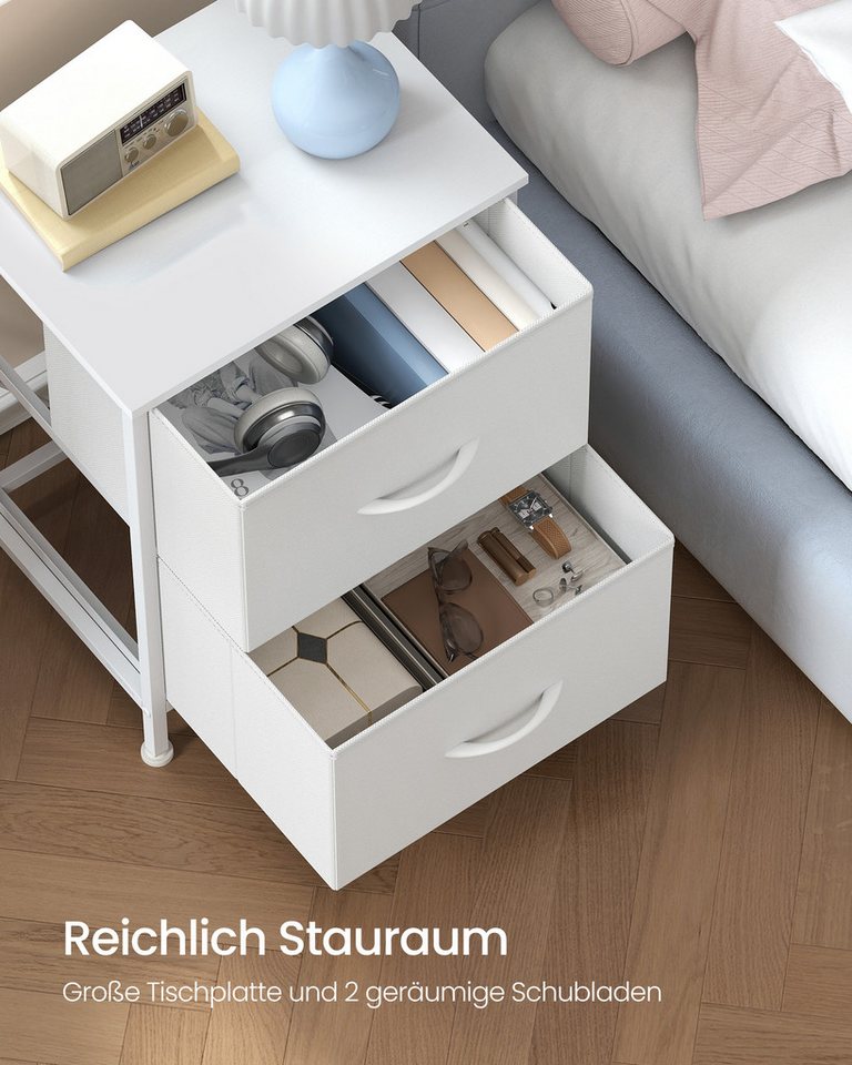 SONGMICS Nachttisch mit 2 Schubladen, Beistelltisch, für Schlafzimmer, aus Stahl, modern und stilvoll – Bild 3 von 5