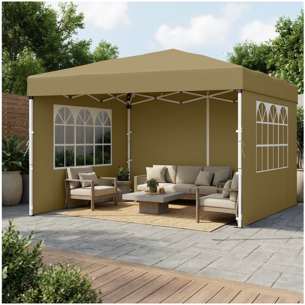 SONGMICS Pavillon 3m/6m x 3m Pavillon mit 4 Seitenteilen,für Garten, mit 4 Seitenteilen, Faltzelt Seitenwänden, stabil, tragbar, Hof, Markt, Sonnenschutz