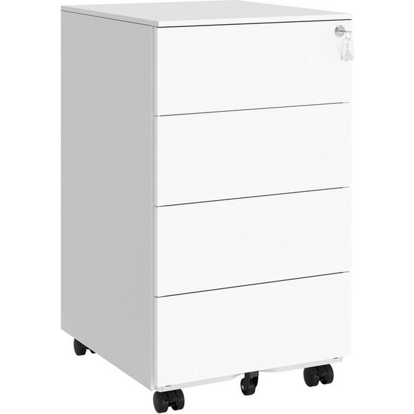 SONGMICS Rollcontainer Schubladenschrank, mobiler Aktenschrank, Metallschrank,abschließbar,4Schubladen,45,1 x 39 x 69,3cm,vormontiert