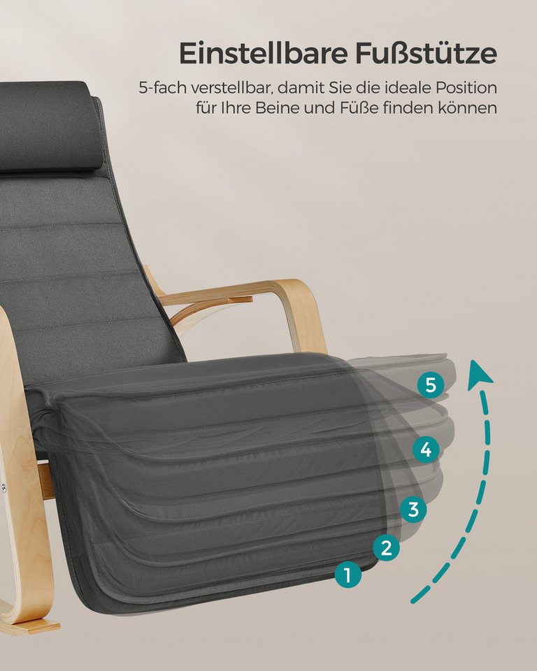 SONGMICS Schaukelsessel, Relaxsessel, Relaxstuhl, verstellbare Fußstütze – Bild 4 von 5