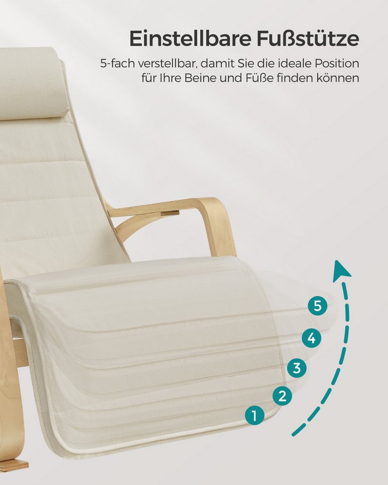 SONGMICS Schaukelsessel, Relaxsessel, Relaxstuhl, verstellbare Fußstütze – Bild 5 von 5