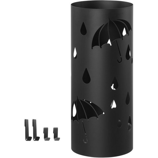 SONGMICS Schirmständer Regenschirmständer Wasserauffangschale herausnehmbar, für Eingangsbereich, Flur, rund, mit 4 Haken, 17 x 41 cm (x H)