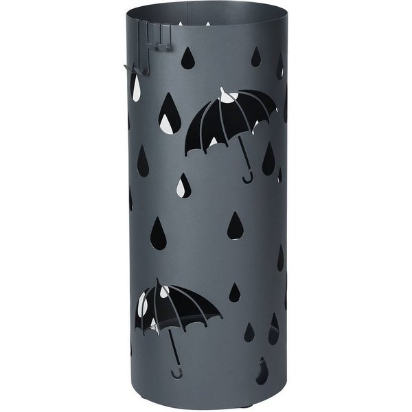 SONGMICS Schirmständer Regenschirmständer Wasserauffangschale herausnehmbar, mit Wasserauffangschale und Haken, 49 x 19,5 cm