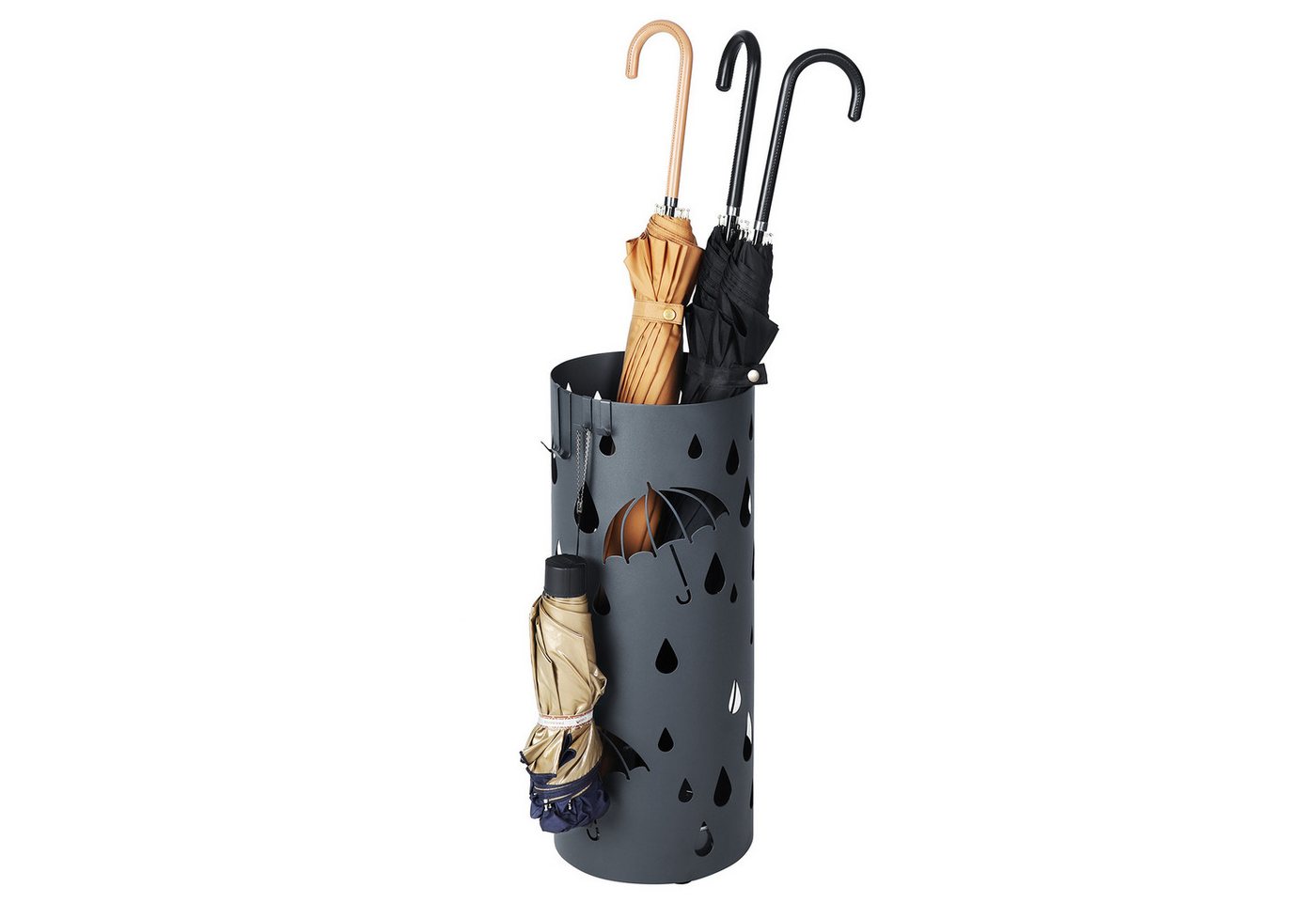 SONGMICS Schirmständer Regenschirmständer Wasserauffangschale herausnehmbar, mit Wasserauffangschale und Haken, 49 x 19,5 cm – Bild 2 von 5