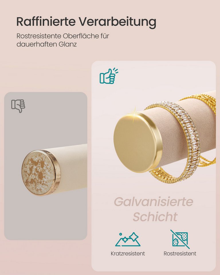 SONGMICS Schmuckständer Schmuckständer, 2 Armbandhalter, Ohrringhalterung, Schmuck-Organizer, mit Tablett aus Samt, abnehmbarer Ringhalter – Bild 3 von 5