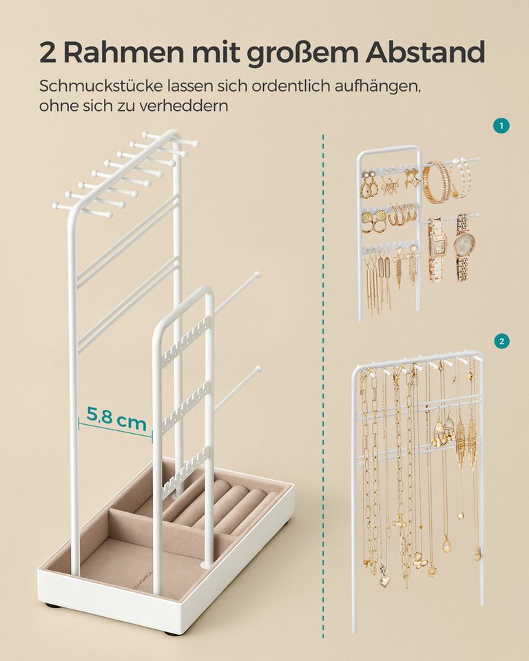 SONGMICS Schmuckständer Schmuckhalter, Geschenkidee, Metallrahmen, Schmucktablett, Schmuckaufbewahrung – Bild 3 von 5