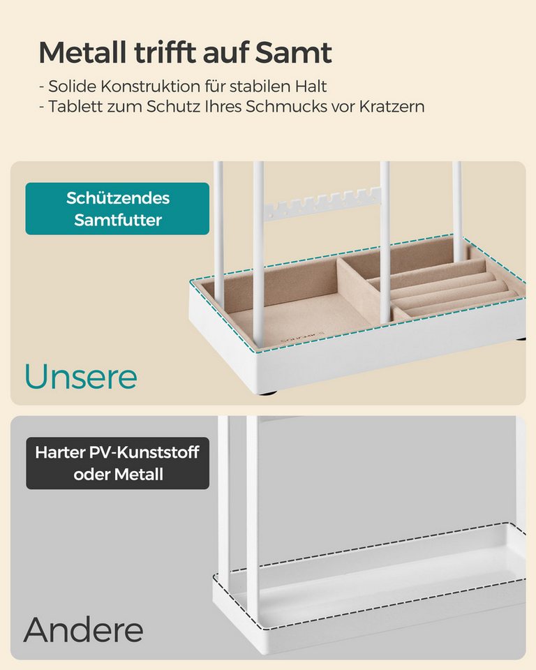 SONGMICS Schmuckständer Schmuckhalter, Geschenkidee, Metallrahmen, Schmucktablett, Schmuckaufbewahrung – Bild 5 von 5