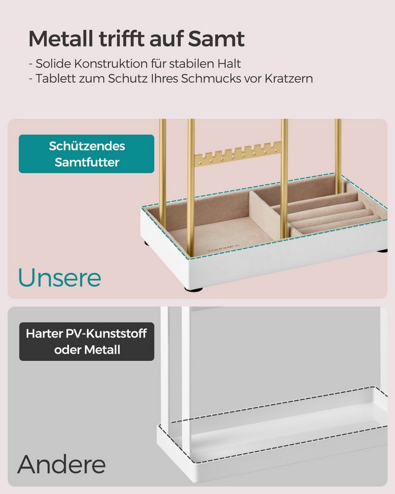 SONGMICS Schmuckständer Schmuckhalter, Geschenkidee, Metallrahmen, Schmucktablett, Schmuckaufbewahrung – Bild 5 von 5