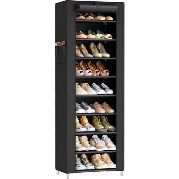 SONGMICS Schuhregal 10 Ebenen, Schuhschrank, Schuh-Organizer, für High Heels, Sportschuhe, 28x48x160 cm, Schuhaufbewahrung, staubdichtem Überzug, Metallgestell