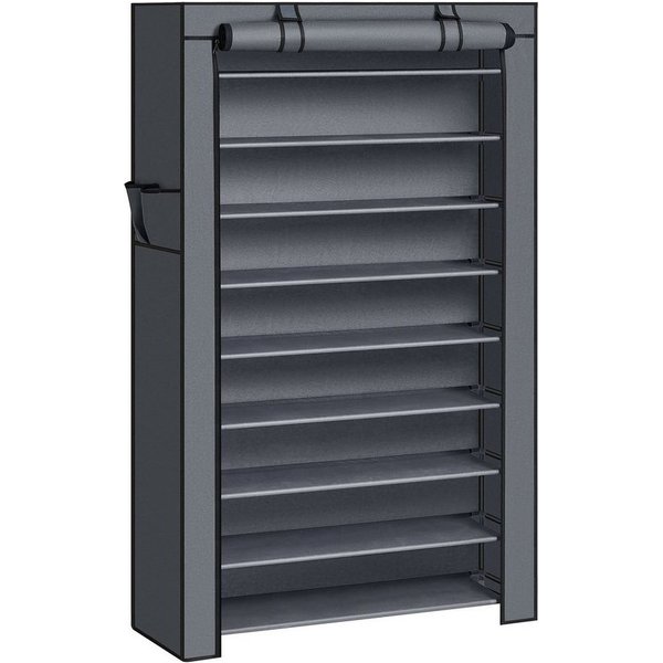 SONGMICS Schuhregal 10 Ebenen, Schuhschrank, Schuh-Organizer, für High Heels, Sportschuhe, 28x84x160 cm, Schuhaufbewahrung, staubdichtem Überzug, Metallgestell