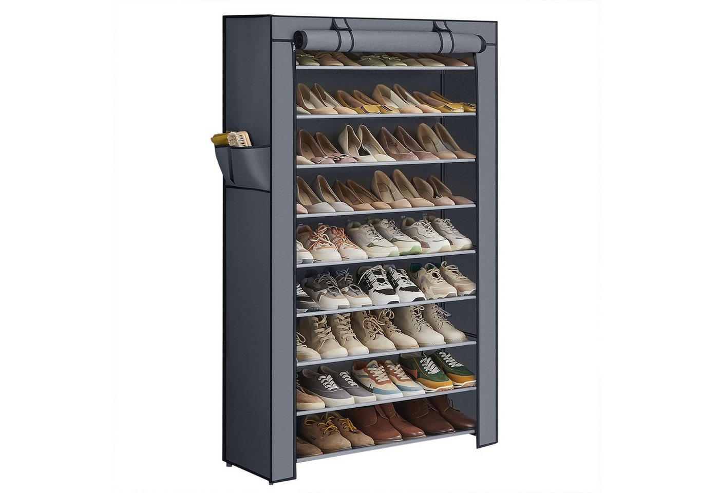 SONGMICS Schuhregal 10 Ebenen, Schuhschrank, Schuh-Organizer, für High Heels, Sportschuhe, 28x84x160 cm, Schuhaufbewahrung, staubdichtem Überzug, Metallgestell – Bild 2 von 5
