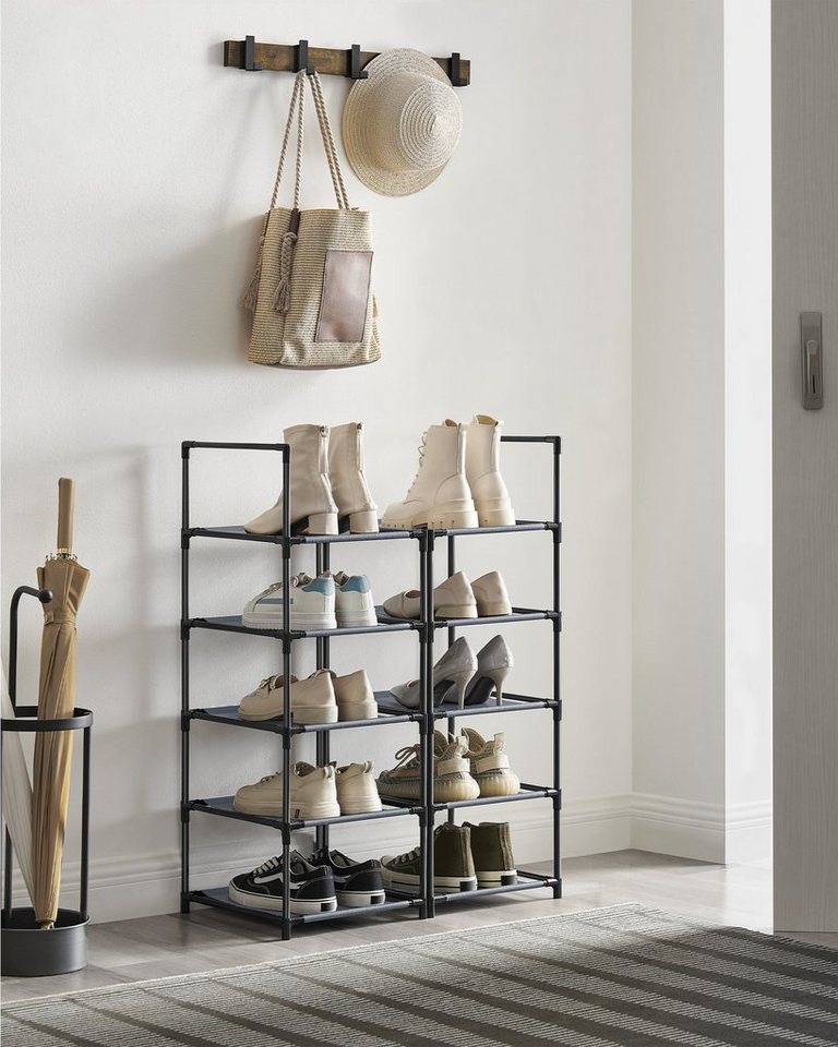 SONGMICS Schuhregal Schuhablage, 10 Ebenen, für 20 Paar Schuhe und Stiefel, 33 x 33 x 173 cm, für Flur, Schlafzimmer, schmal, Metallgestell – Bild 5 von 5