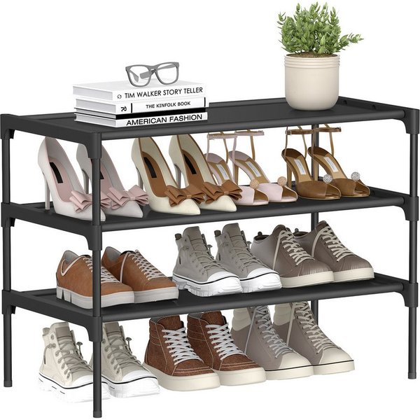SONGMICS Schuhregal Schuhablage, Schuhaufbewahrung, Eingangsbereich, Flur, platzsparend, 29,7 x 62,3 x 53,5/70,5 cm Metallrahmen, Vliesstoff-Ablage, Metallrahme