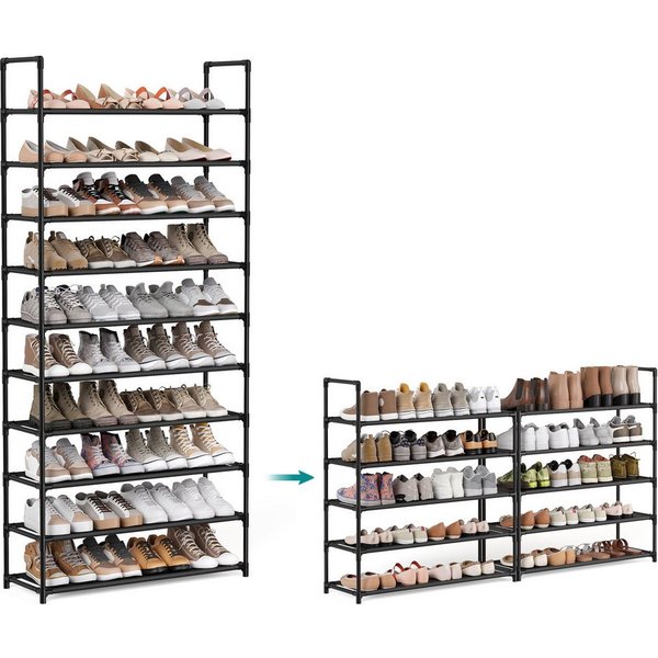 SONGMICS Schuhregal Schuhablage, 10 Ebenen, für 20 Paar Schuhe und Stiefel, 28 x 83 x 173 cm, für Flur, Schlafzimmer, schmal, Metallgestell